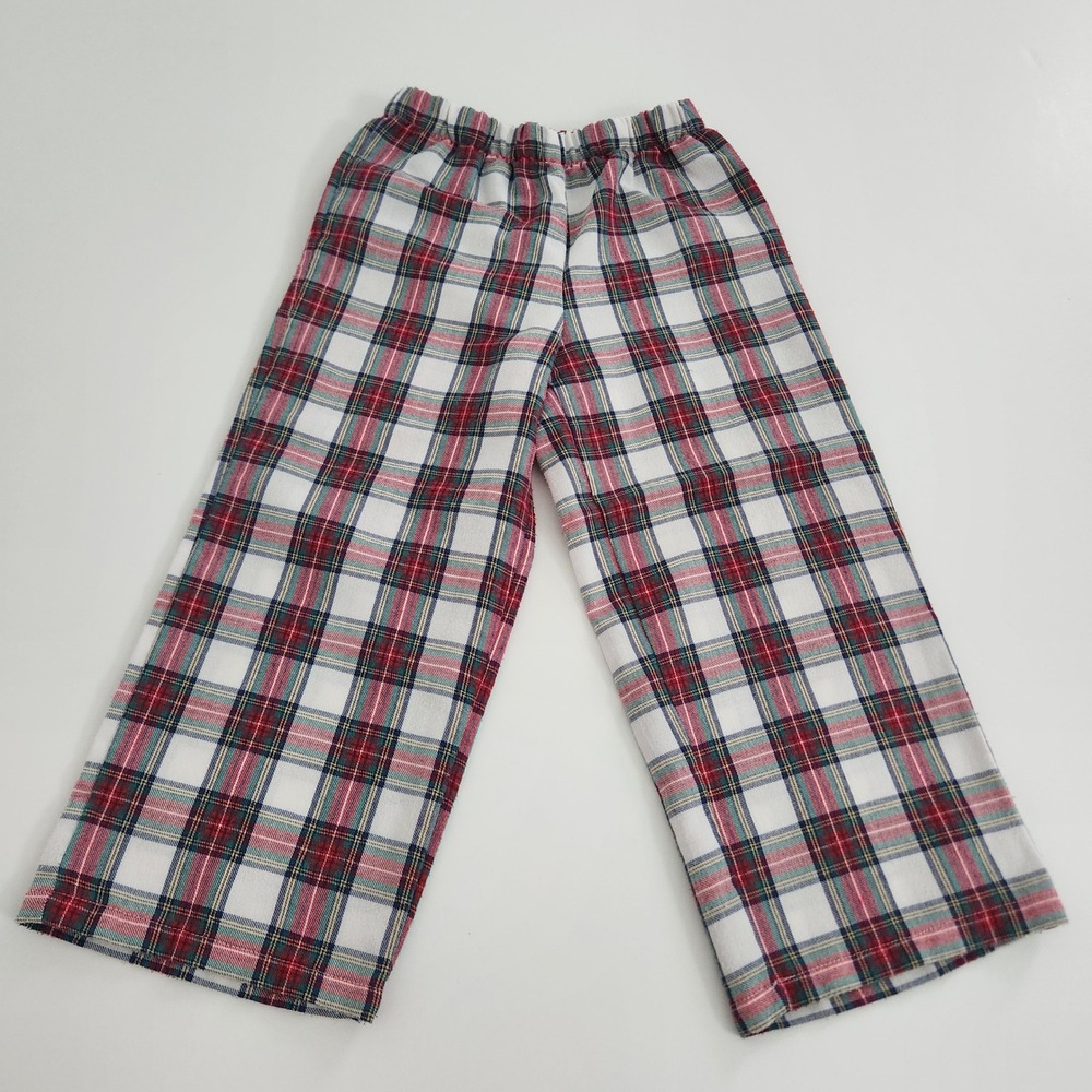 Janie and Jack Kids Red White Green Plaid‎ Pajama Pants Size 3